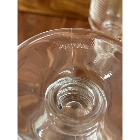 Irish Coffee Mugs Clear Cups Ribbed Pedestal Made in Portugal Set Of 4 Farmhouse - Picture 6 of 6